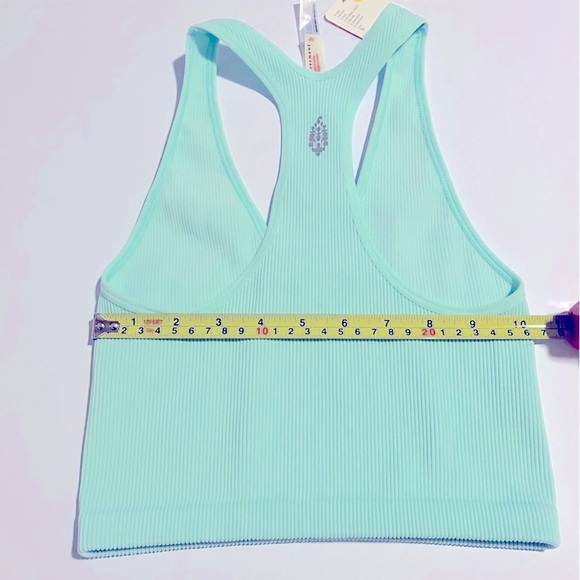 006.Free People Free Throw Washed Aqua Crop ripped top NWT - Picture 6 of 8